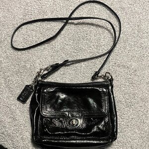 Coach Poppy Patent Black Leather Crossbody Bag